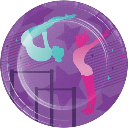 Omg 7 in. Gymnastics Party Dessert Plates, 96PK OM3518016